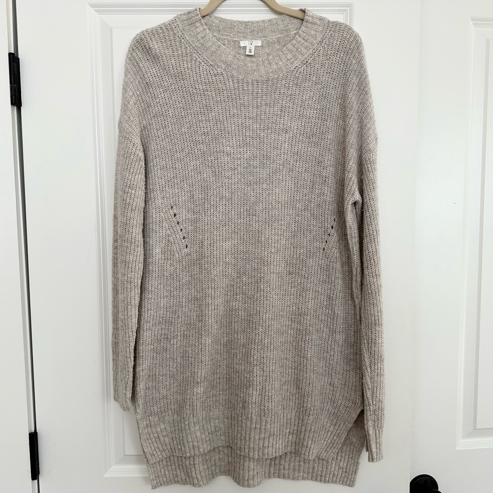 Oatmeal Cream BP. Crew Neck Long Length Tunic Sweater